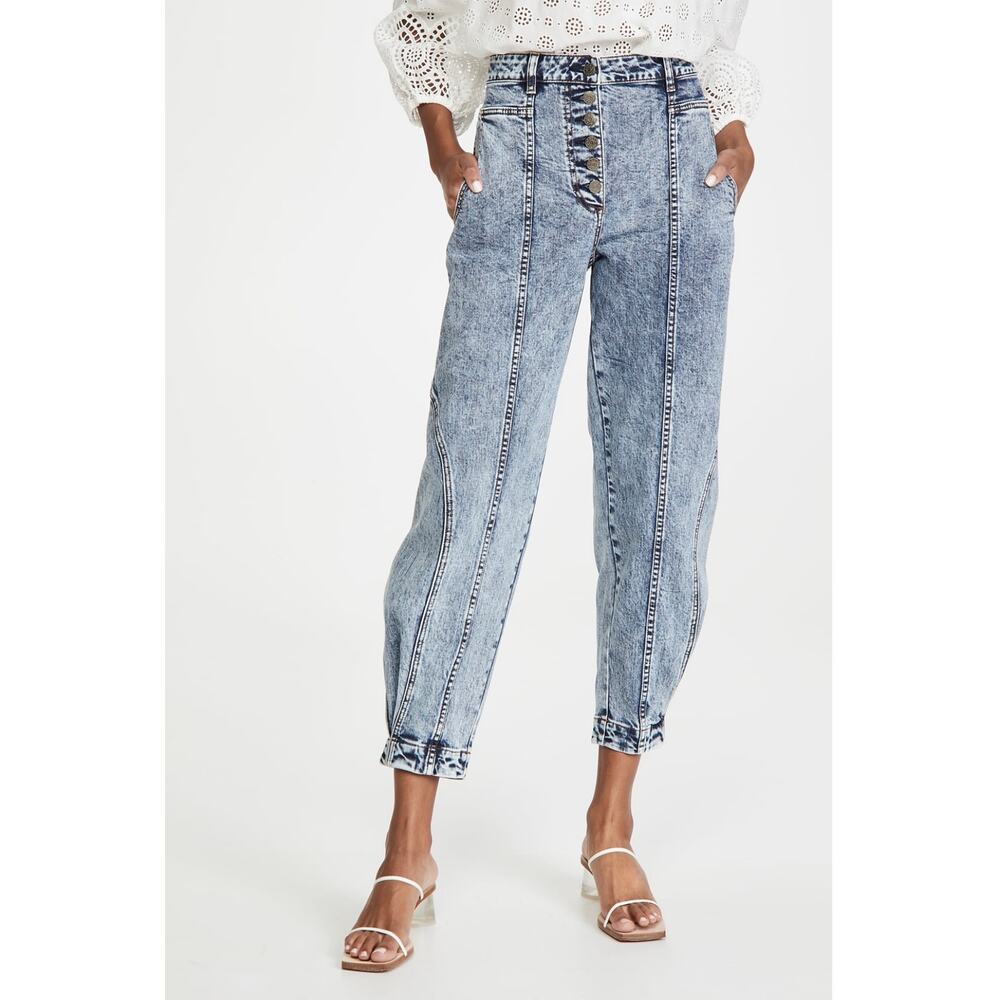 Ulla Johnson Brodie Medium Acid Wash Jogger Blue Jeans Size 2 NWT